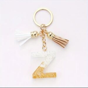 NEW! Resin Letter "Z" Initial Keychain Purse Charm w/ Double Tassels ~ 🎒, Bag